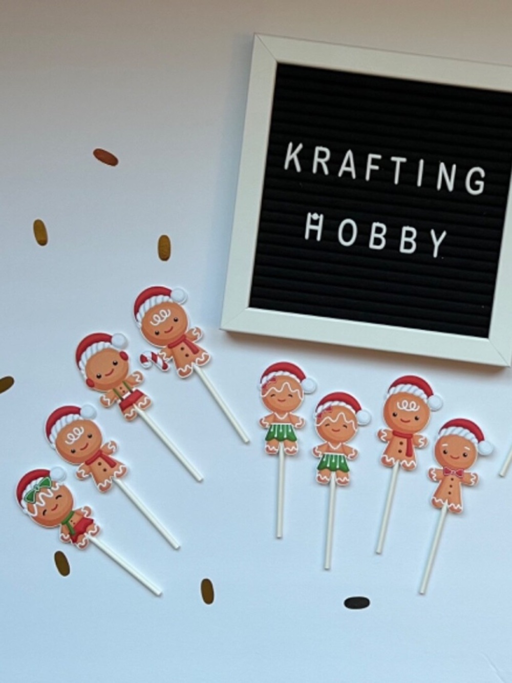 SET OF 24 INSPIRED GINGERBREAD CUPCAKE TOPPERS PICKS